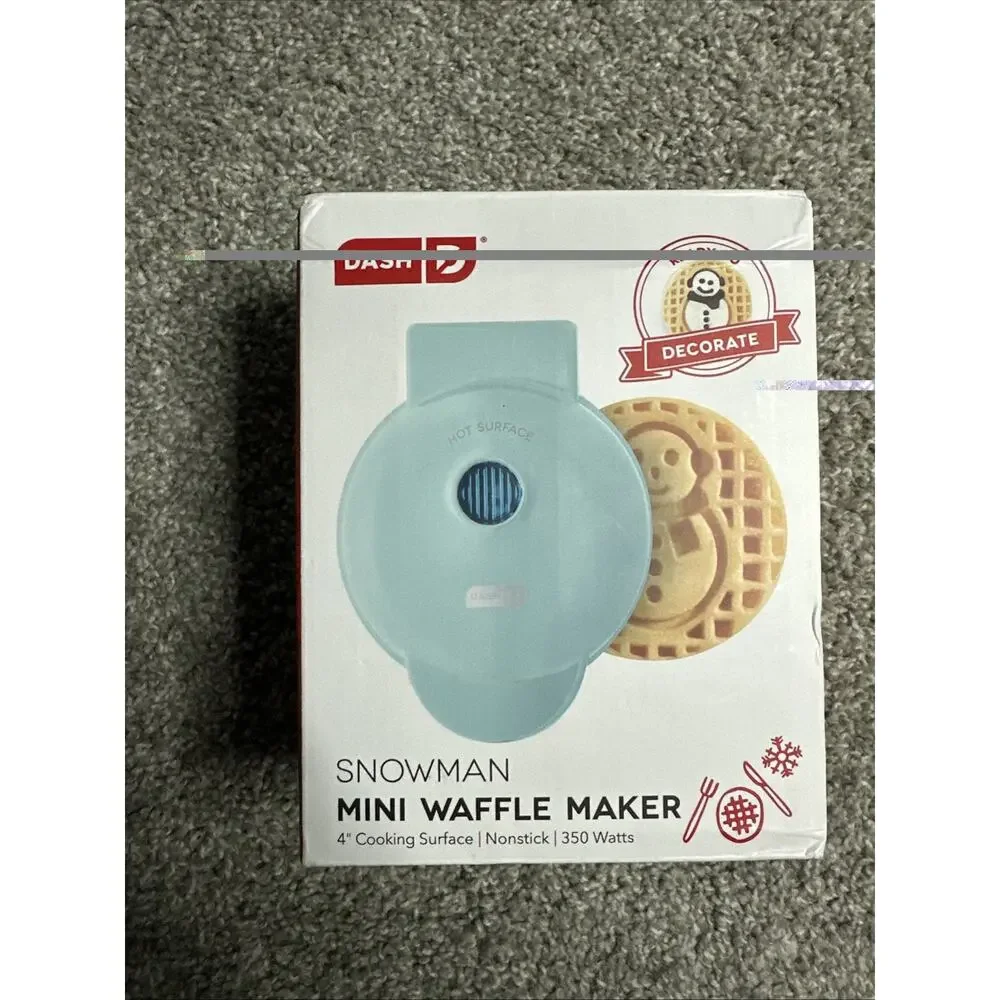 NEW Dash Mini Waffle Maker Christmas Snowman Electric Nonstick